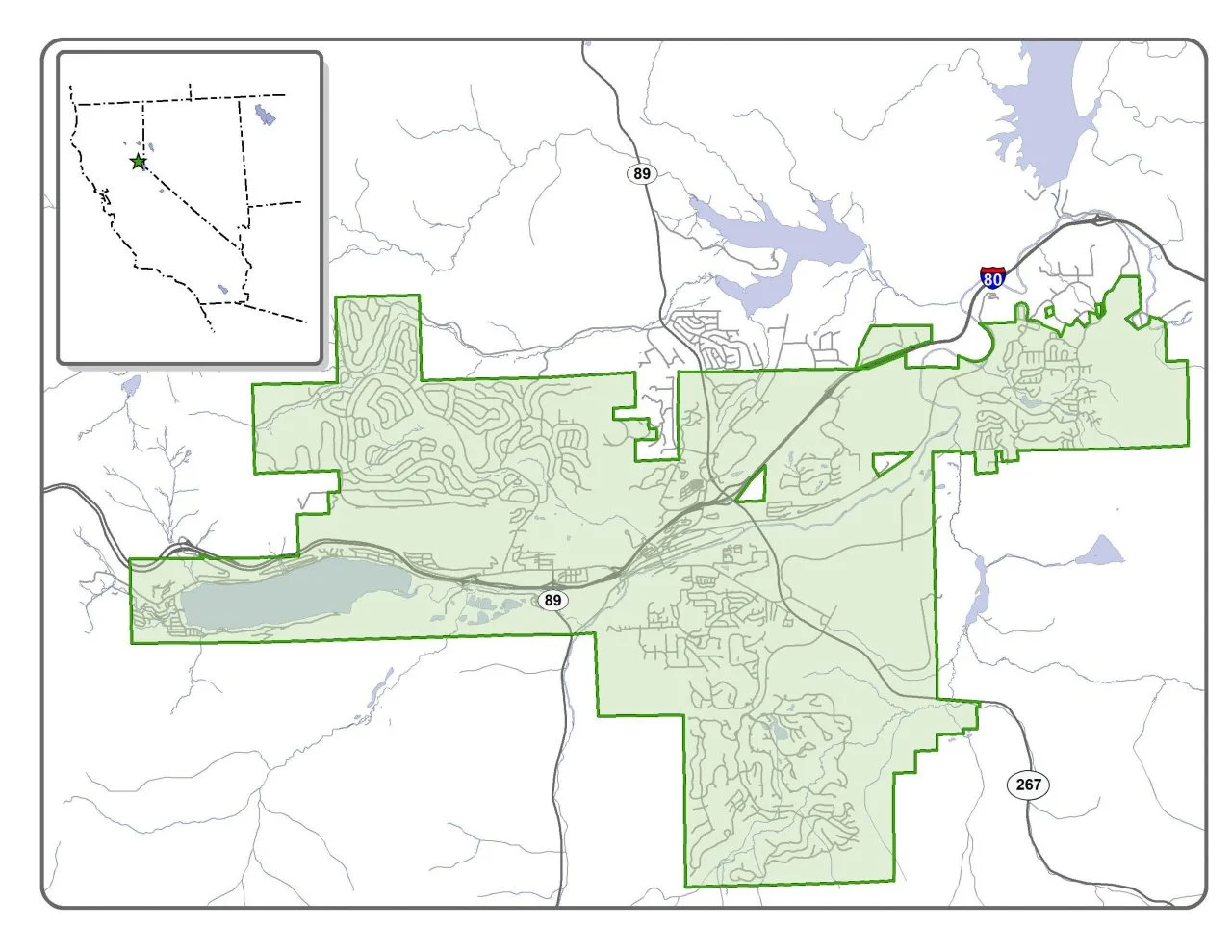 Map showing TSD service area boundary