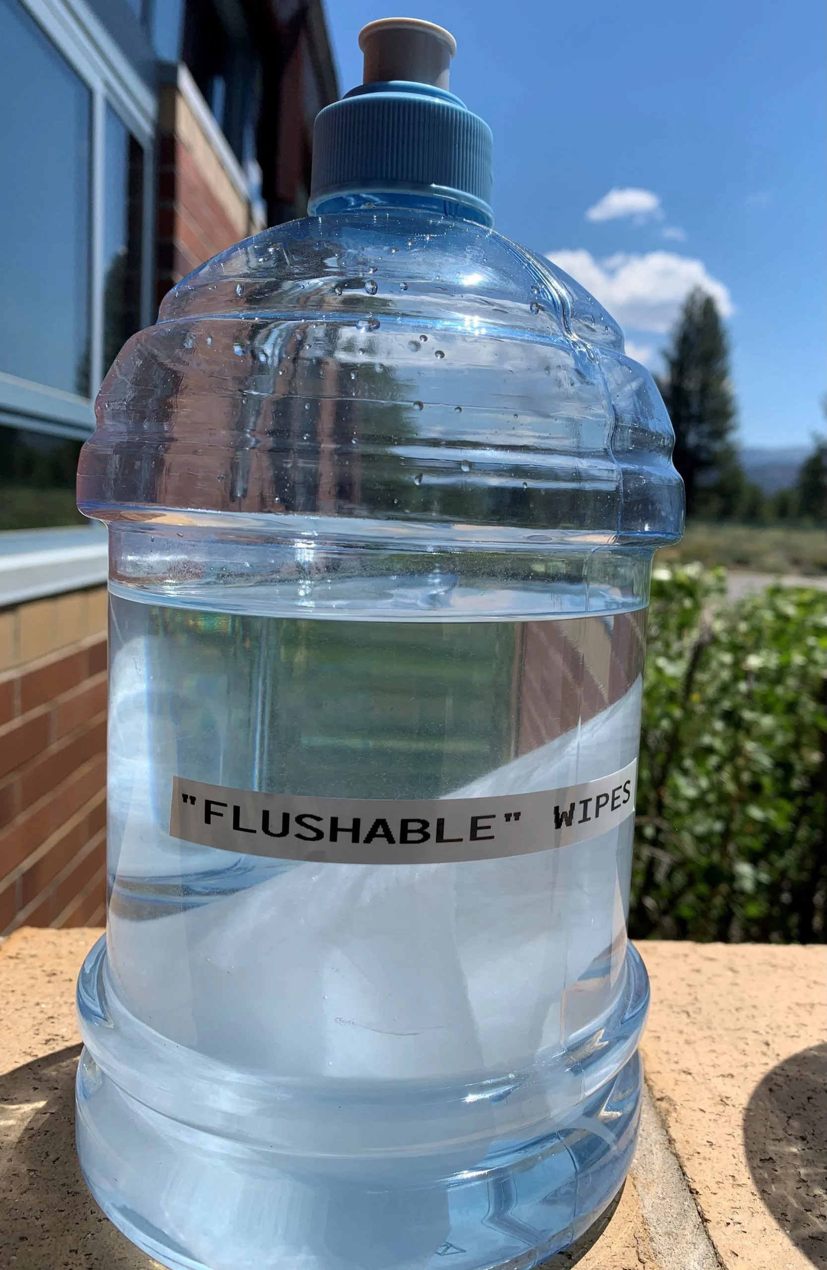 Wipes not dissolved in a water jug