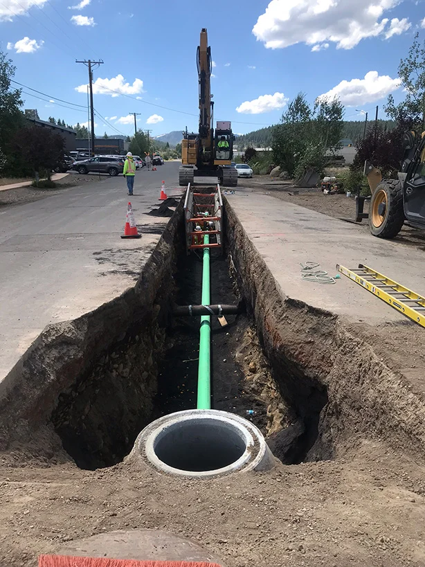 installation of sewer under road